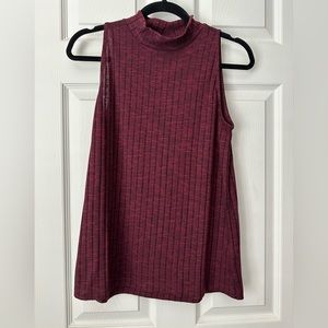 Dark Red Burgundy Tank Top / Sleeveless Striped Shirt for Work / Spring Summer